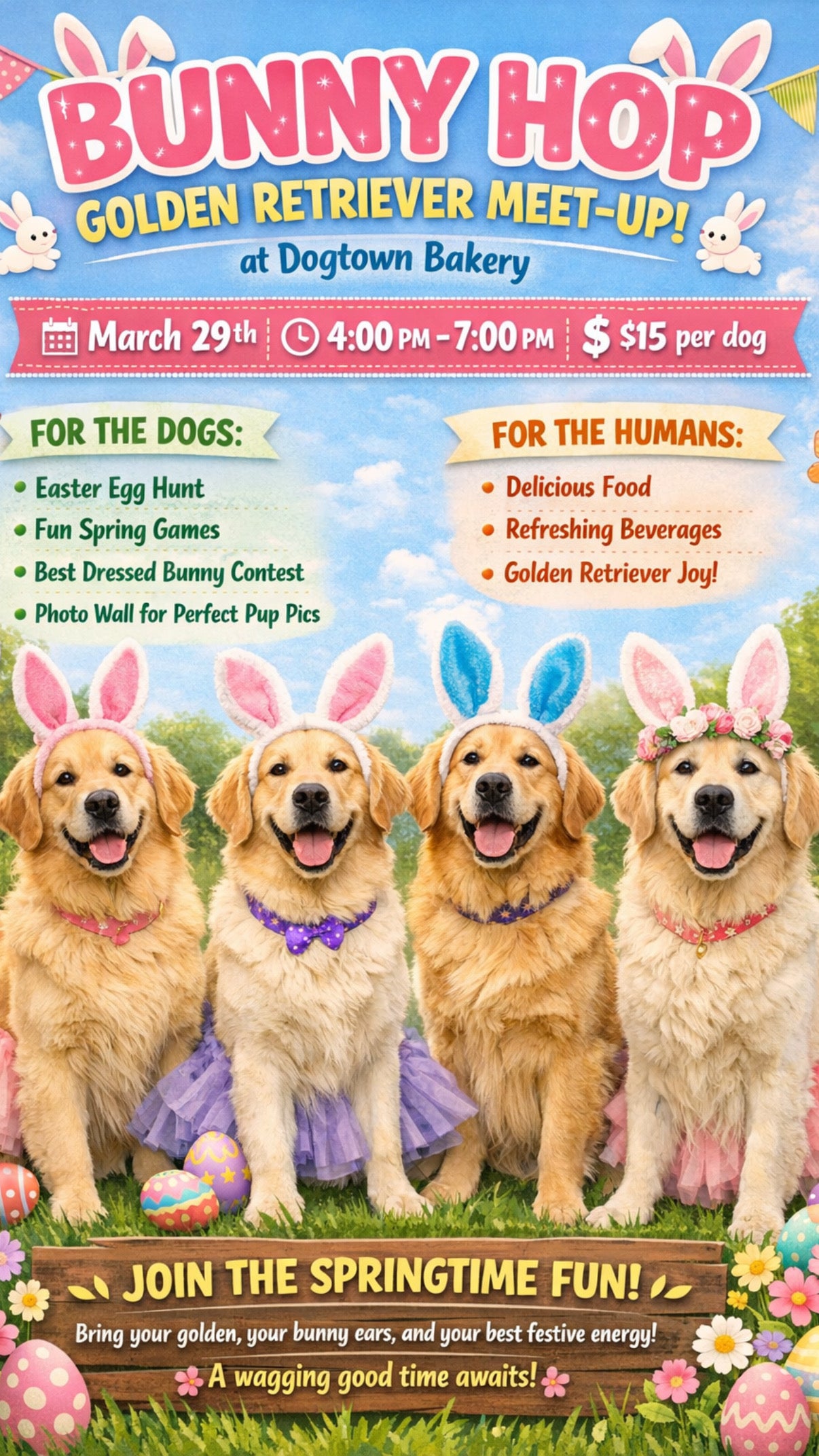 Bunny Hop Golden Retriever Easter Egg Hunt
